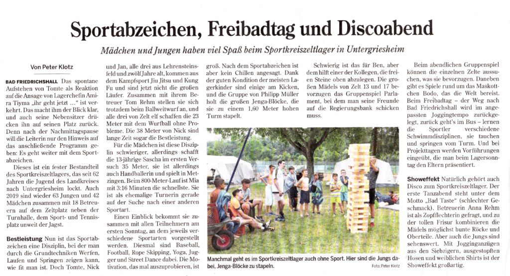 Bericht der Heilbronner Stimme vom 02. August 2019